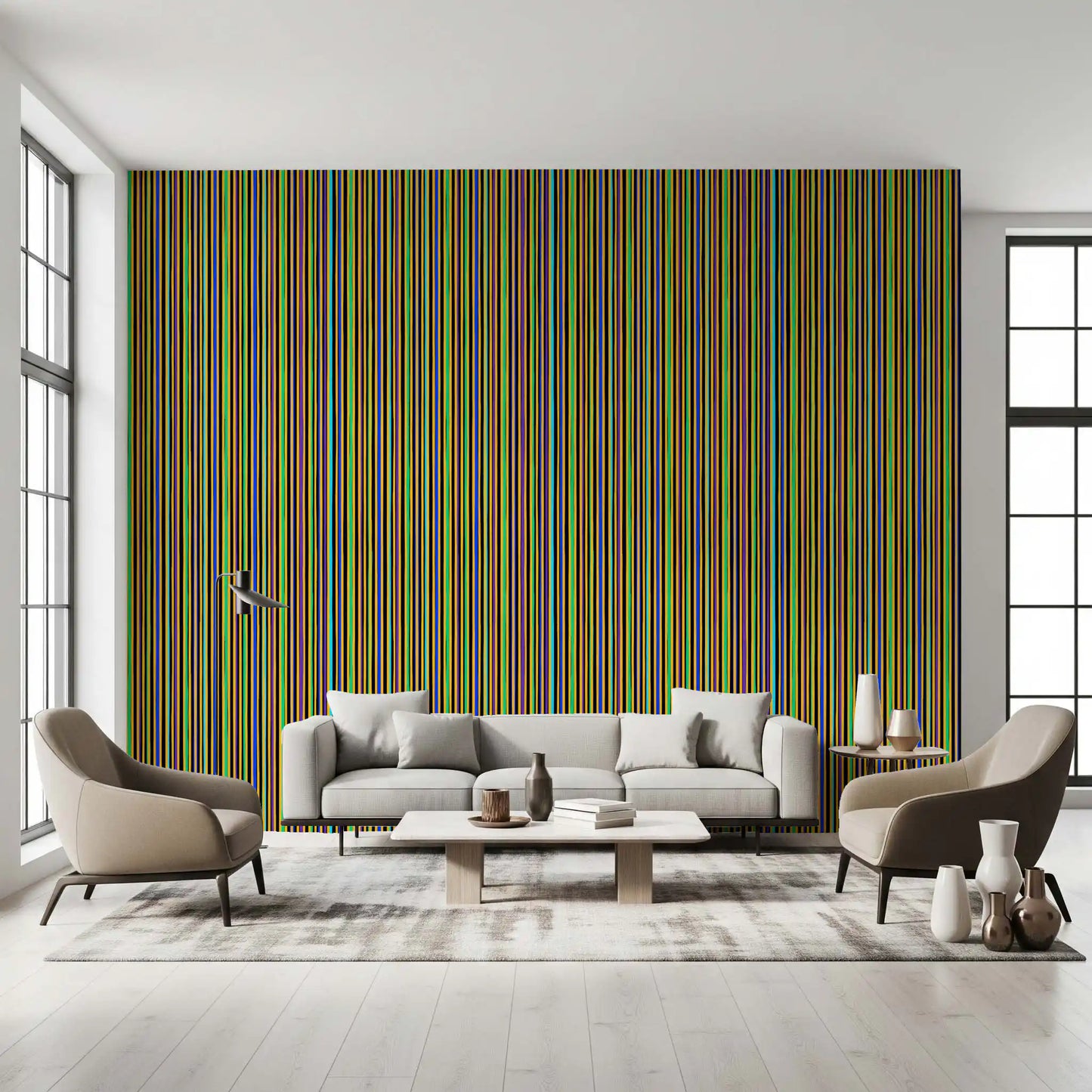 Vibrant Multicolored Vertical Stripe Wallpaper⁠