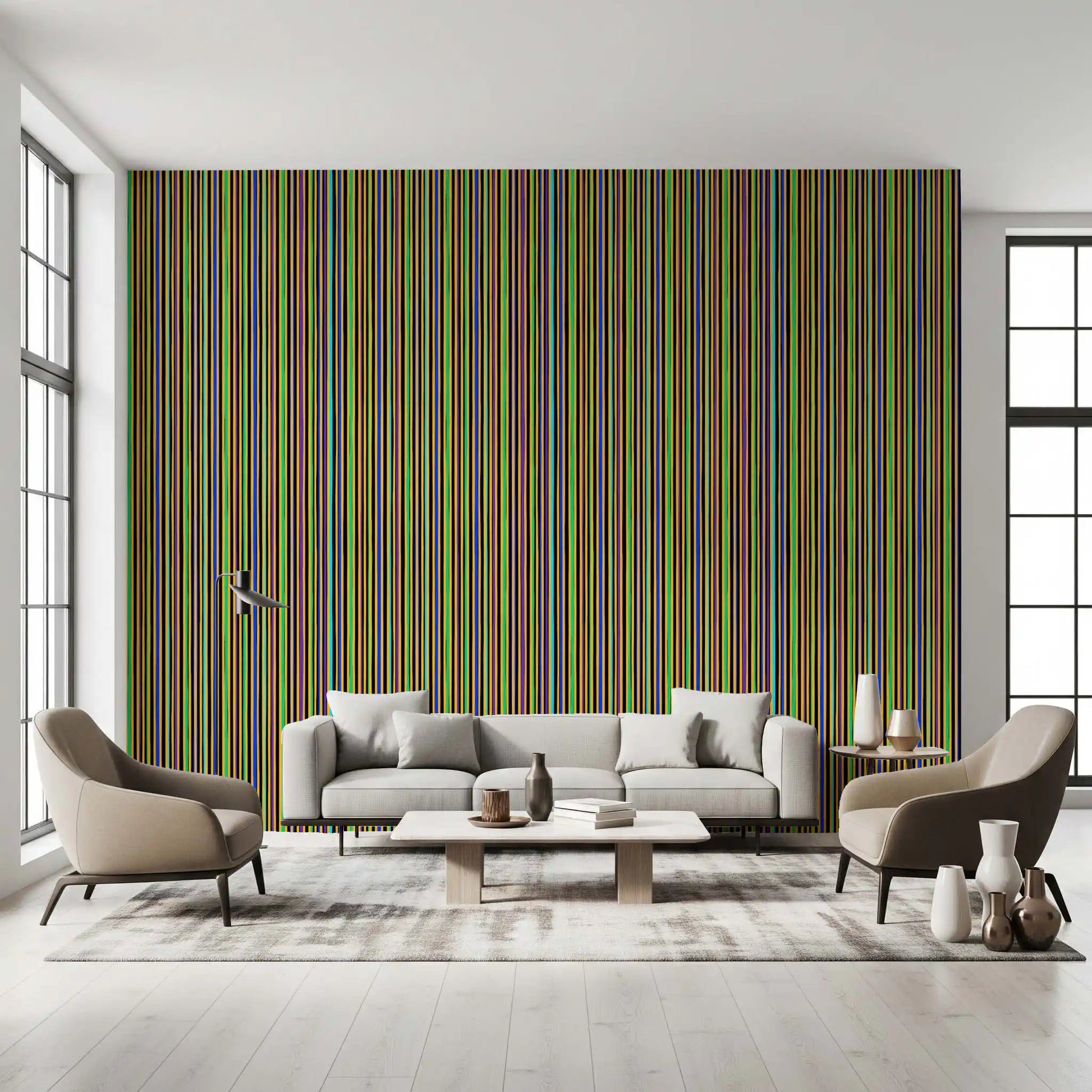 Vibrant Multicolored Vertical Stripe Wallpaper⁠