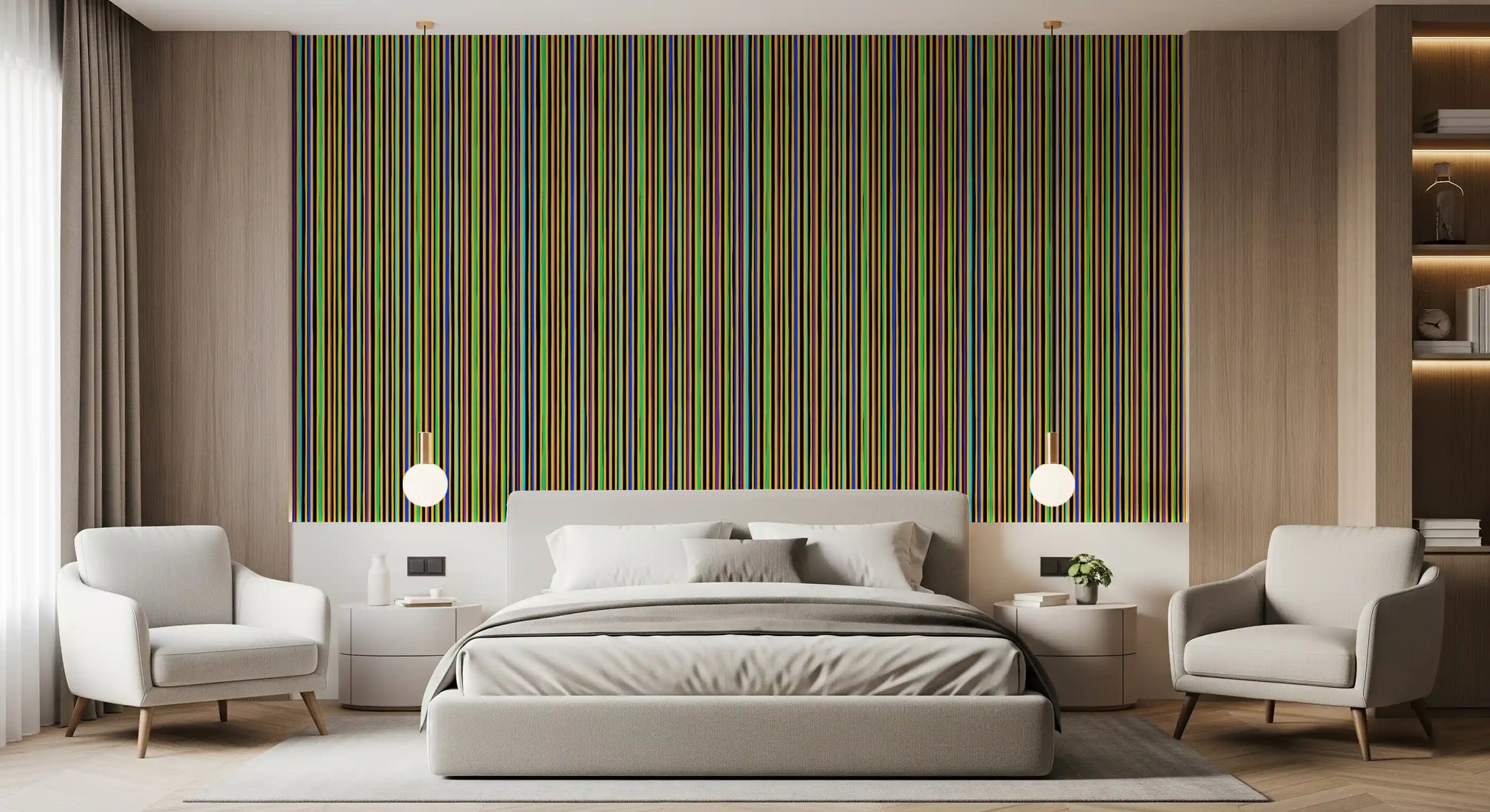 Vibrant Multicolored Vertical Stripe Wallpaper⁠
