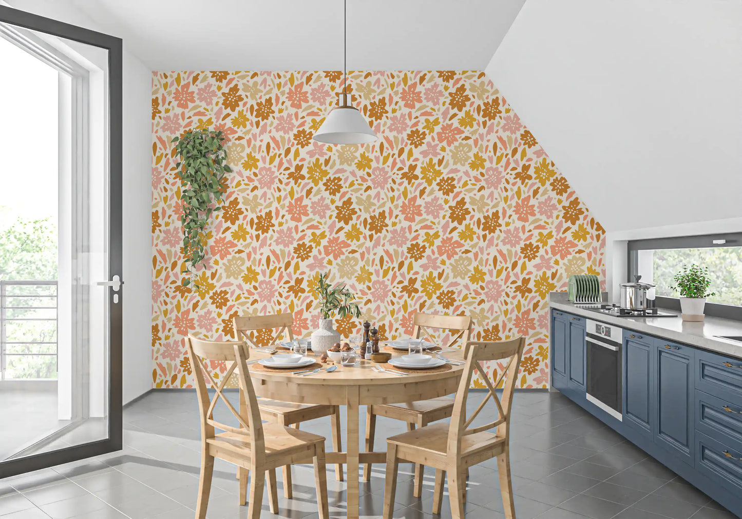 Boho Floral Meadow Prints Wallpaper⁠
