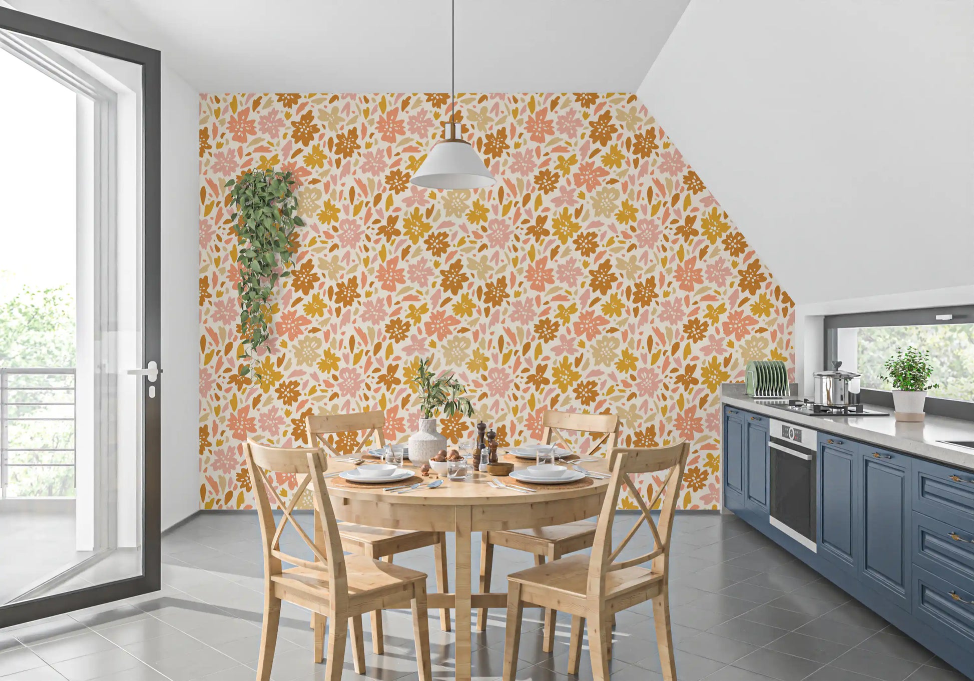 Boho Floral Meadow Prints Wallpaper⁠