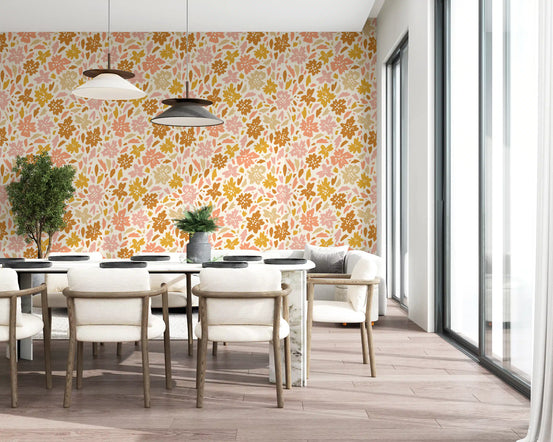 Boho Floral Meadow Prints Wallpaper⁠