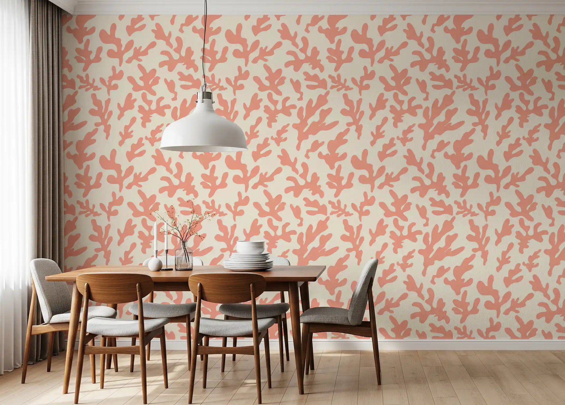 Organic Blush Coral Motif Wallpaper⁠