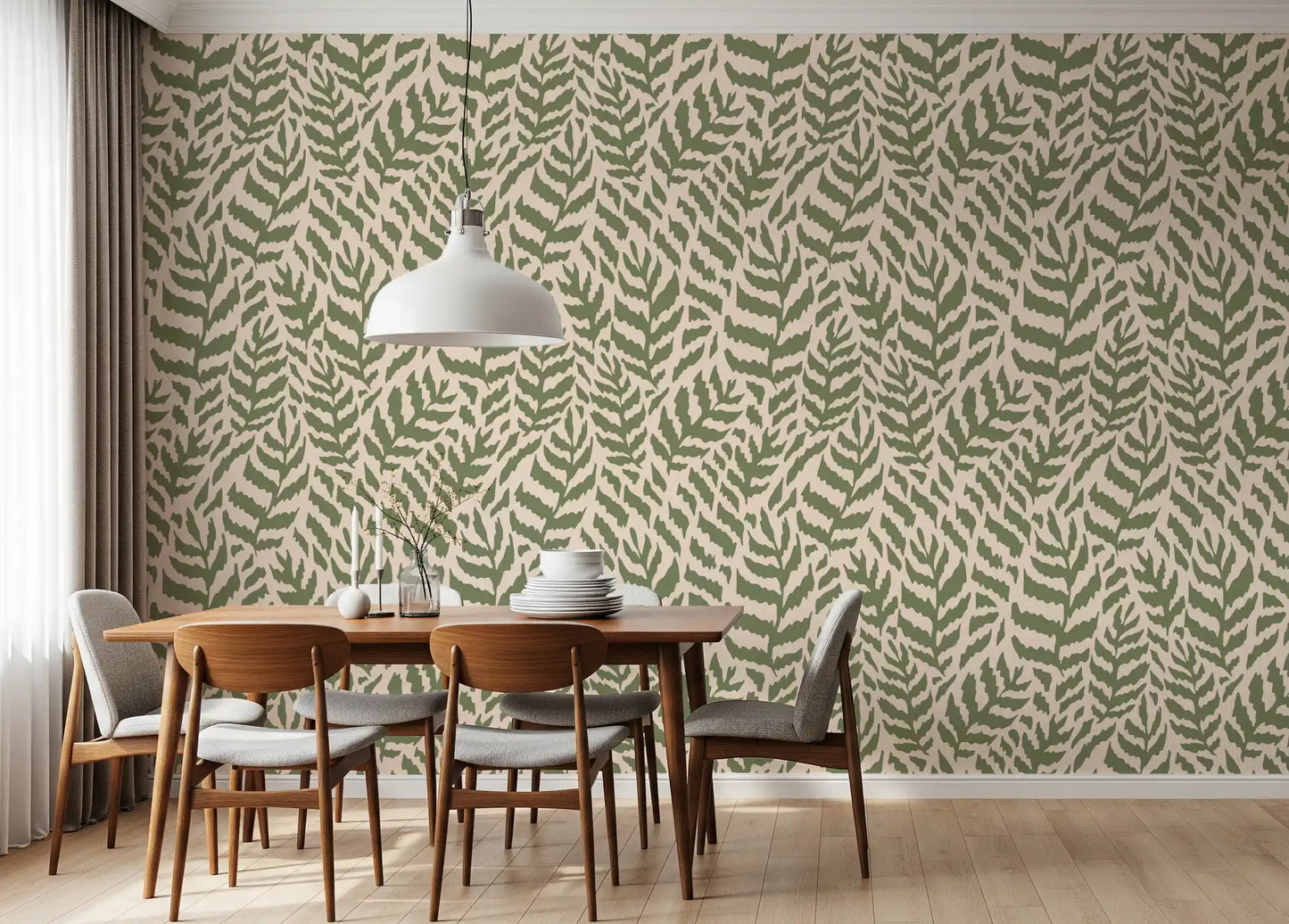 Sage Botanical Fern Trail Wallpaper⁠