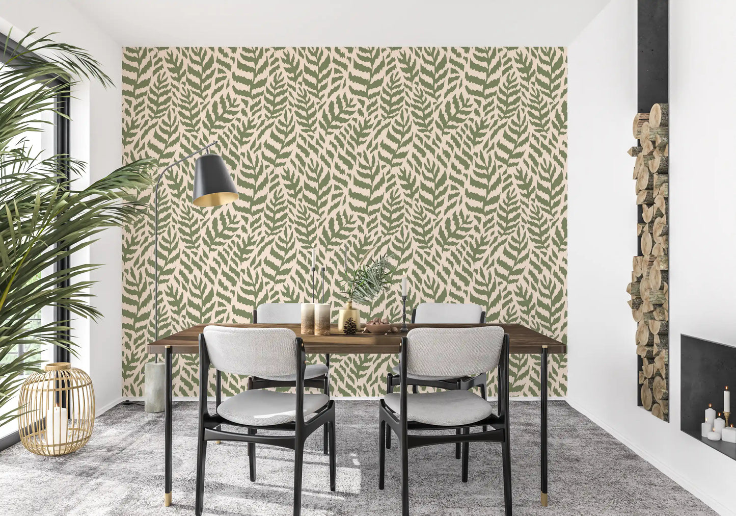 Sage Botanical Fern Trail Wallpaper⁠