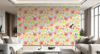 Playful Organic Shapes in Coral and Lime Wallpaper⁠