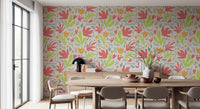 Playful Organic Shapes in Coral and Lime Wallpaper⁠