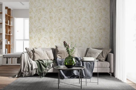 Golden Line Botanical Sketches Wallpaper⁠