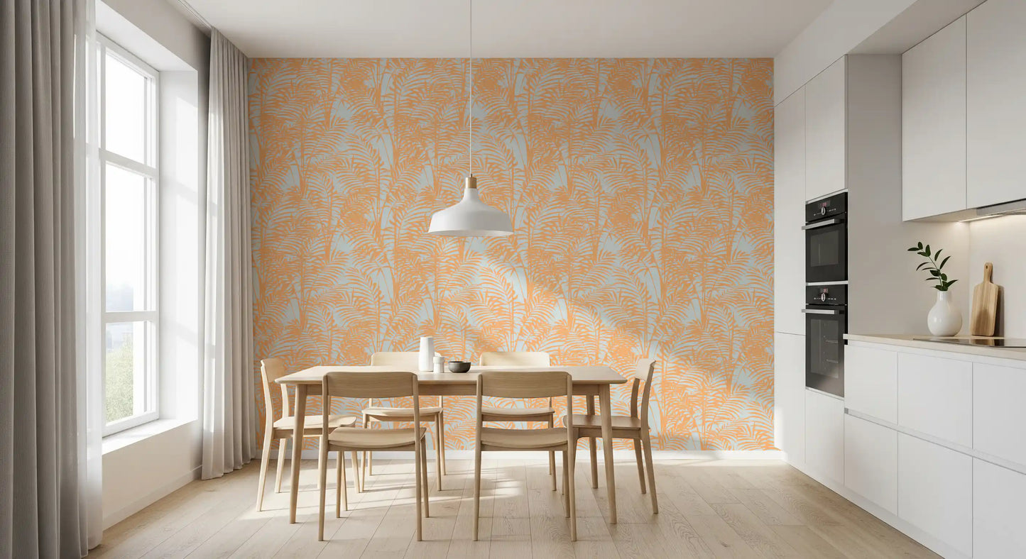Peach Botanical Palm Repeat Wallpaper⁠