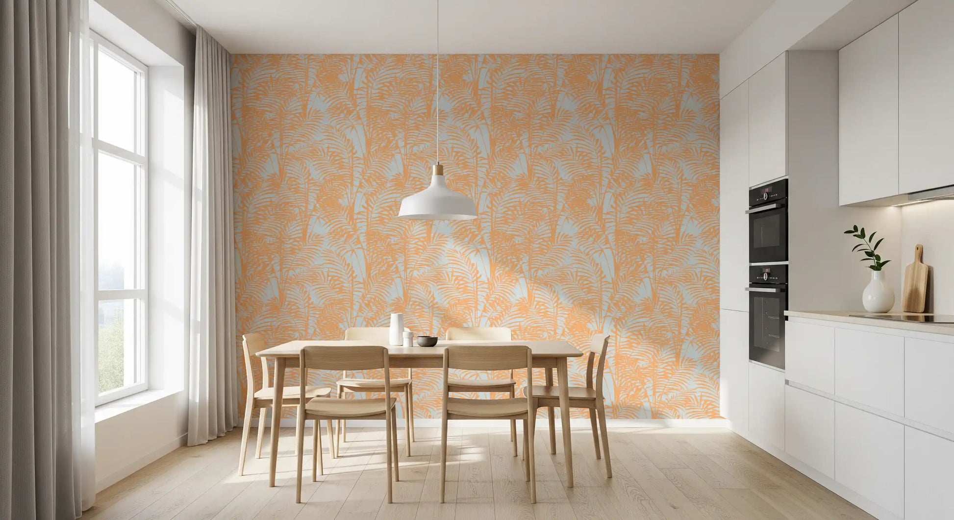 Peach Botanical Palm Repeat Wallpaper⁠