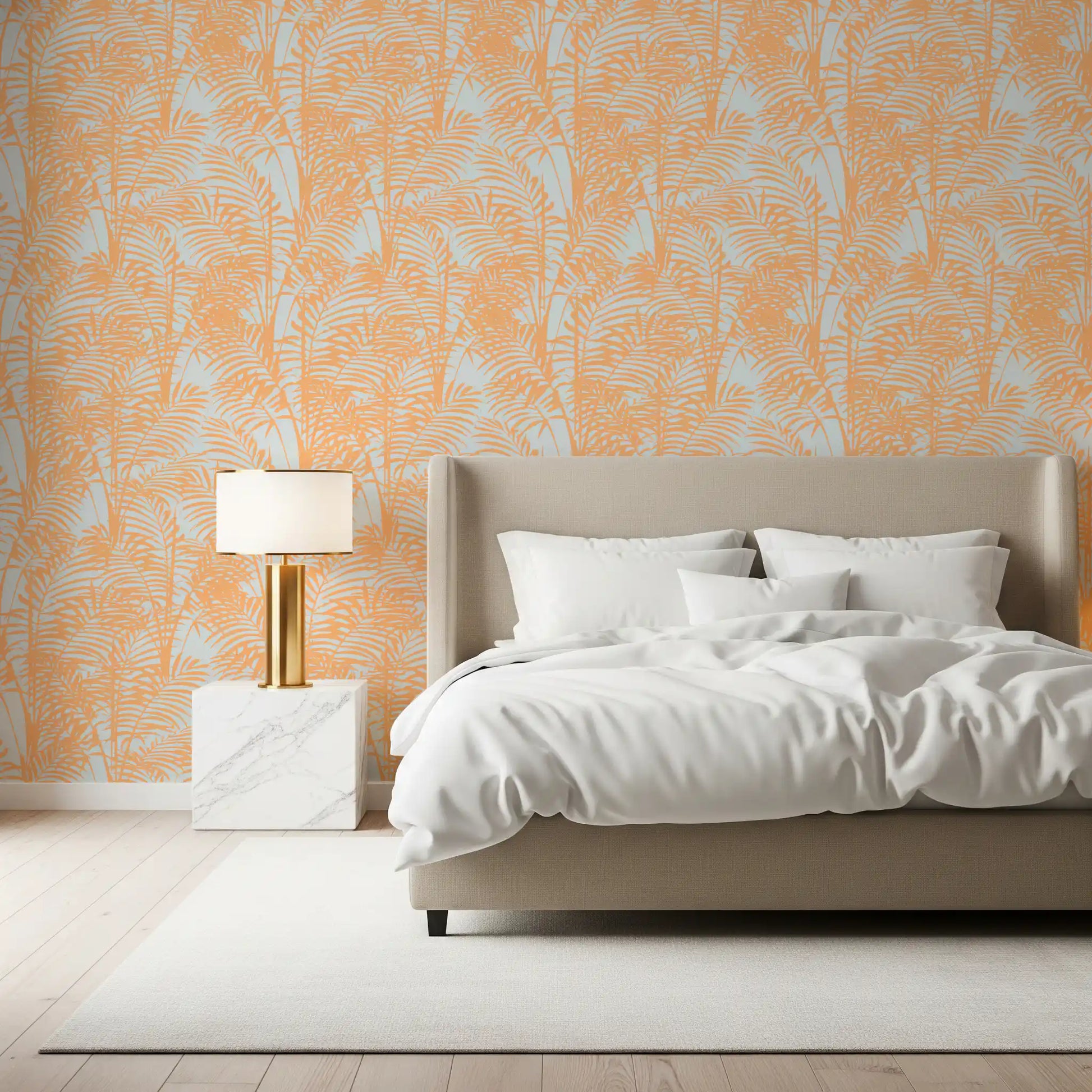 Peach Botanical Palm Repeat Wallpaper⁠