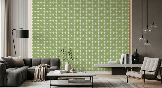 Sage Geometric Clover Pattern Wallpaper⁠