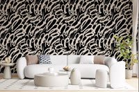 Monochrome Swirl Abstract Line Art Wallpaper⁠