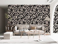 Monochrome Swirl Abstract Line Art Wallpaper⁠