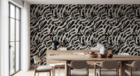 Monochrome Swirl Abstract Line Art Wallpaper⁠