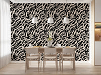 Monochrome Swirl Abstract Line Art Wallpaper⁠