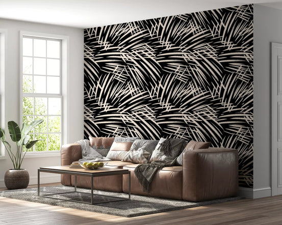 Monochrome Linear Brushstroke Wallpaper⁠