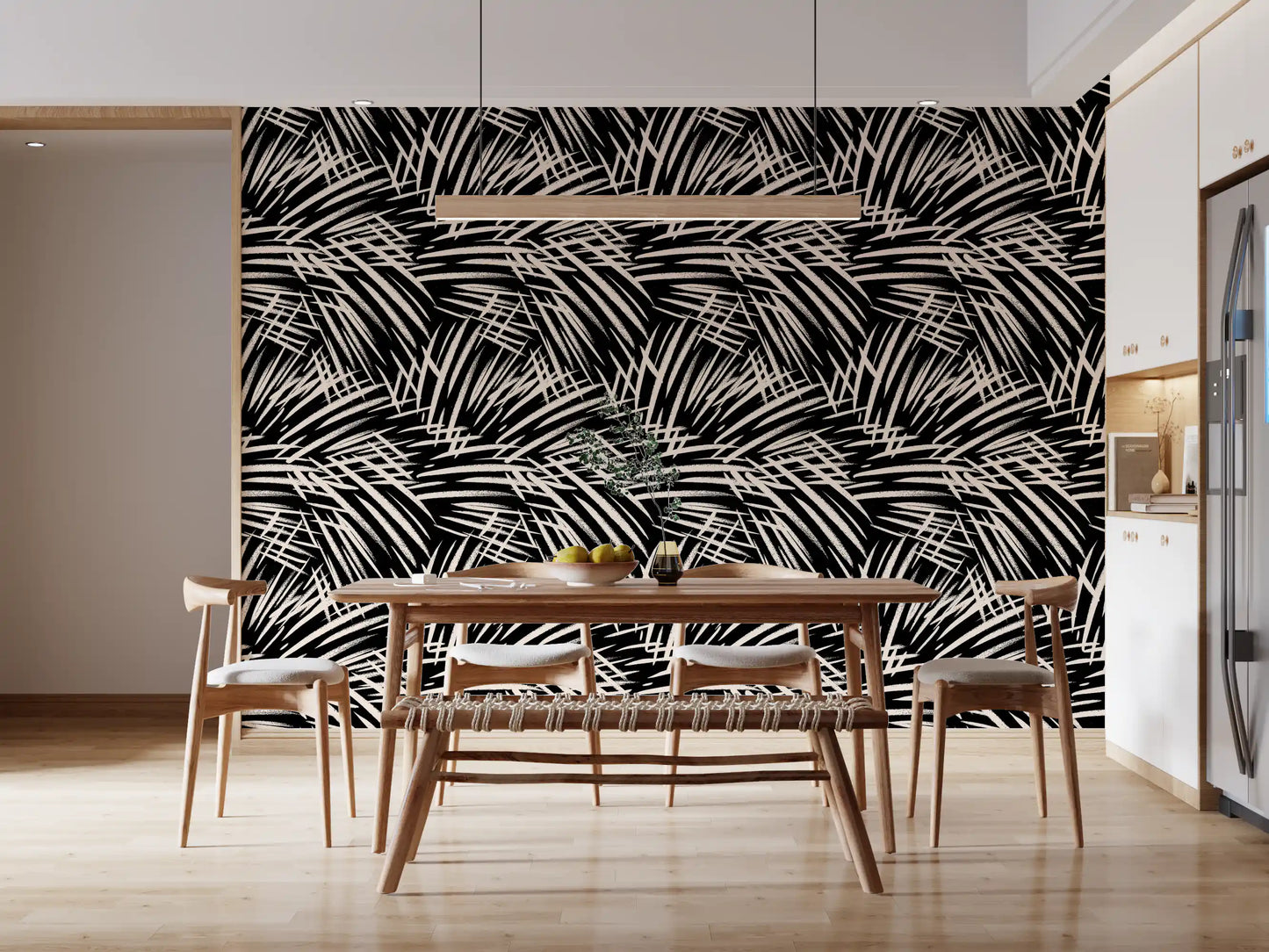 Monochrome Linear Brushstroke Wallpaper⁠