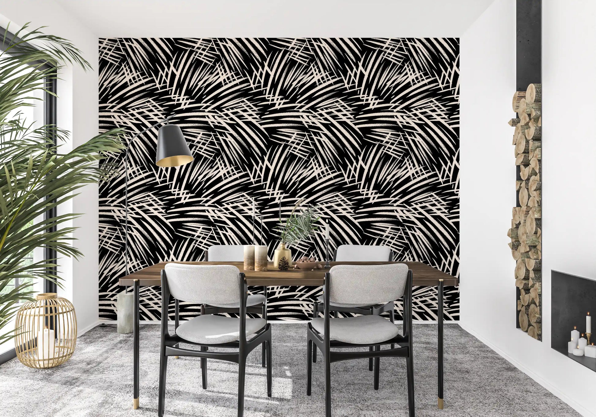 Monochrome Linear Brushstroke Wallpaper⁠
