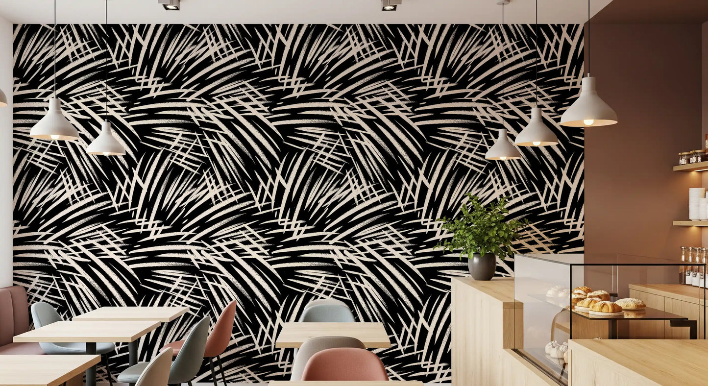 Monochrome Linear Brushstroke Wallpaper⁠