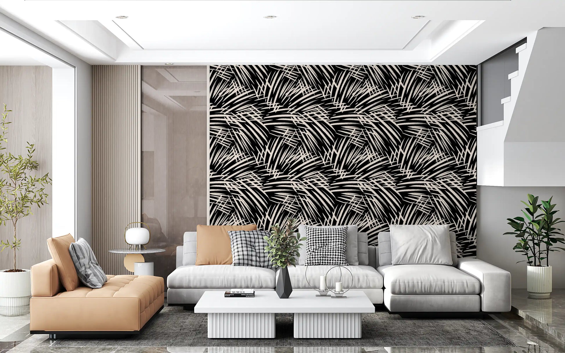 Monochrome Linear Brushstroke Wallpaper⁠