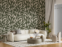 Sage Green Abstract Brushstrokes Wallpaper⁠
