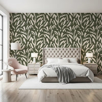 Sage Green Abstract Brushstrokes Wallpaper⁠