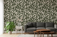 Sage Green Abstract Brushstrokes Wallpaper⁠