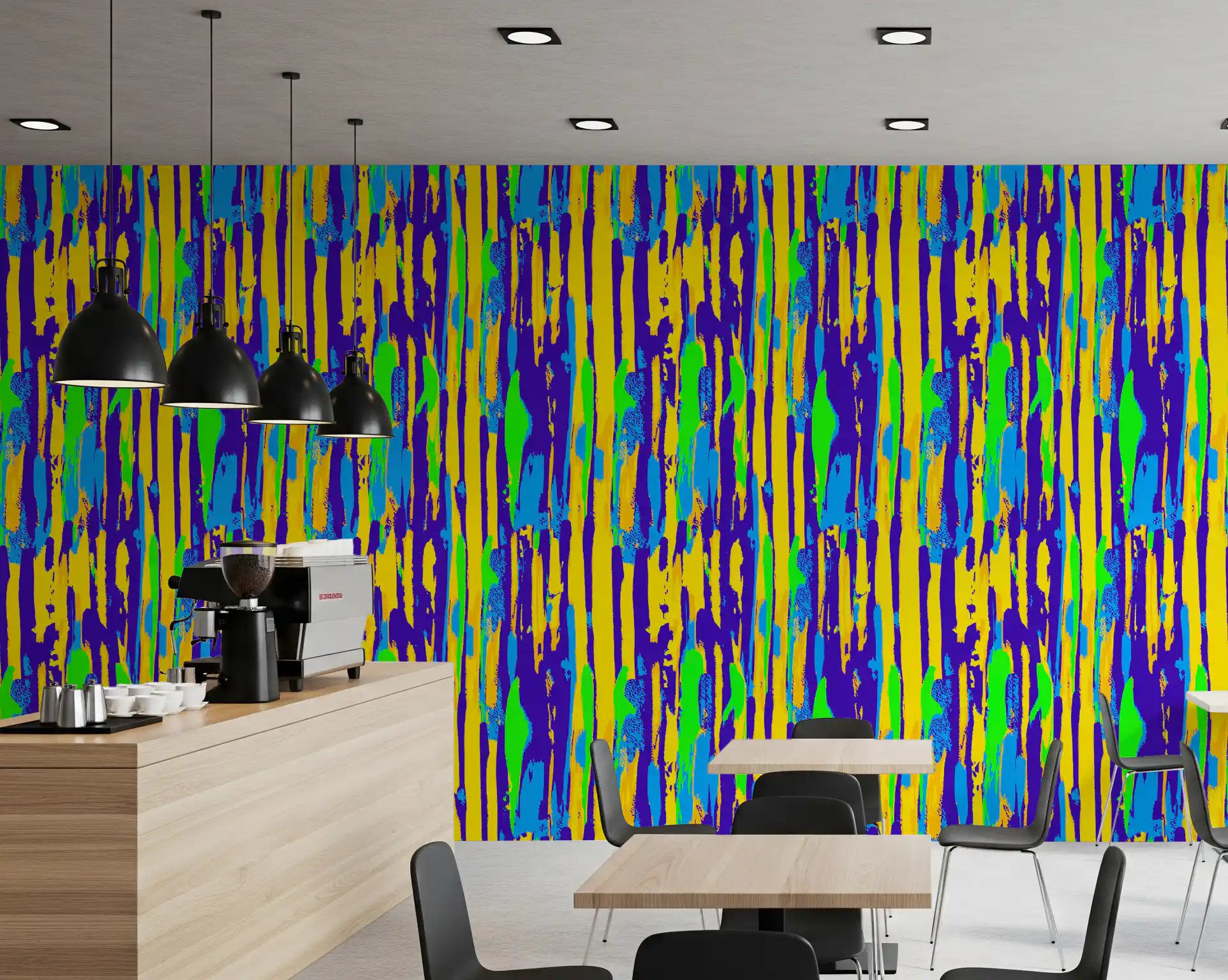 Vibrant Neon Brushstroke Stripe Wallpaper⁠