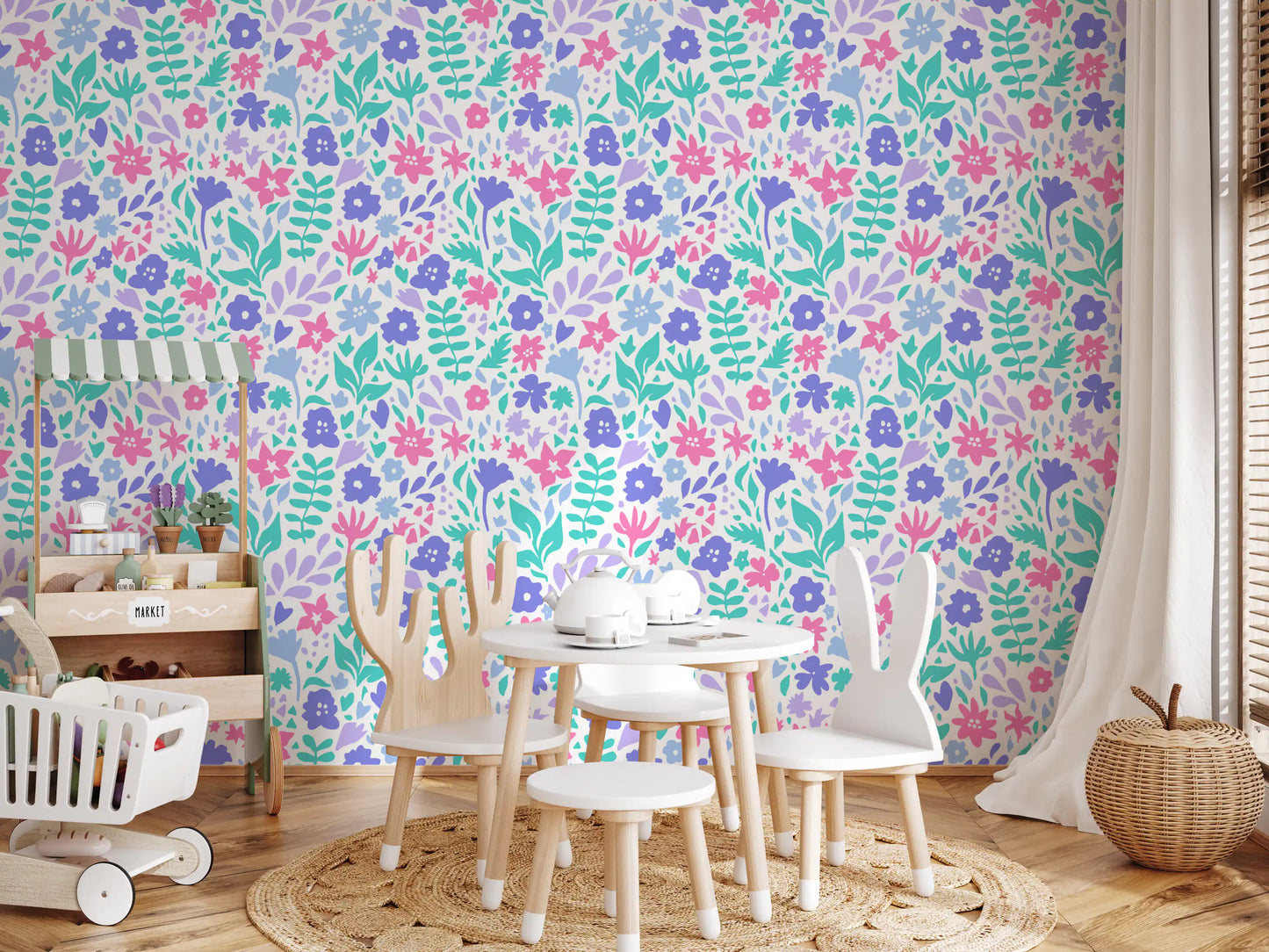 Abstract Painted Meadow Bloom Wallpaper⁠