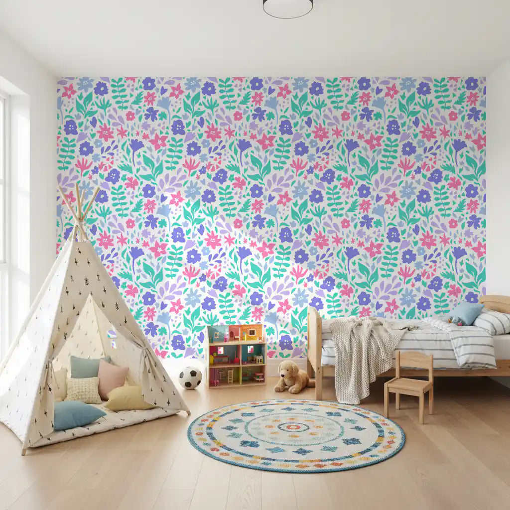 Abstract Painted Meadow Bloom Wallpaper⁠