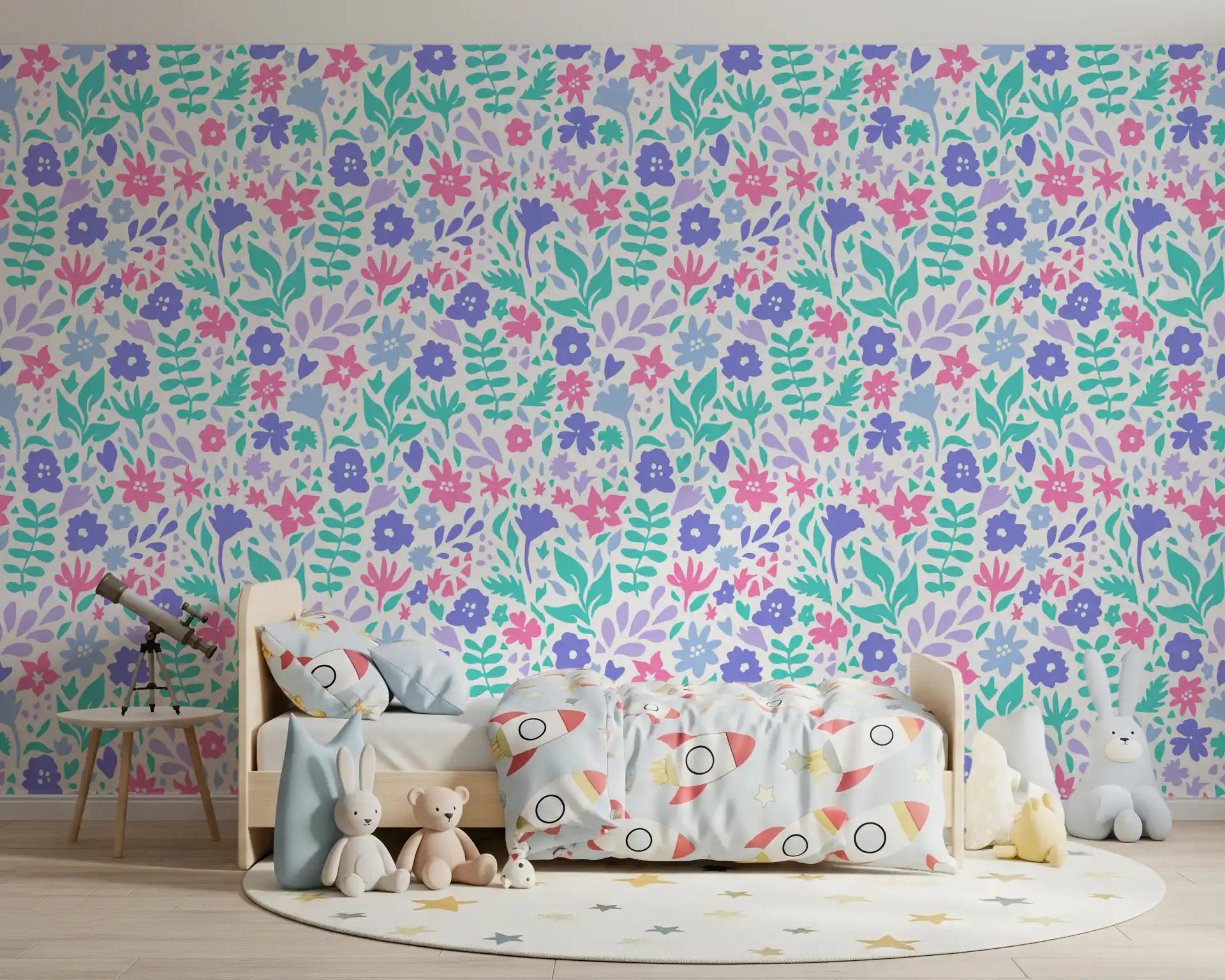 Abstract Painted Meadow Bloom Wallpaper⁠