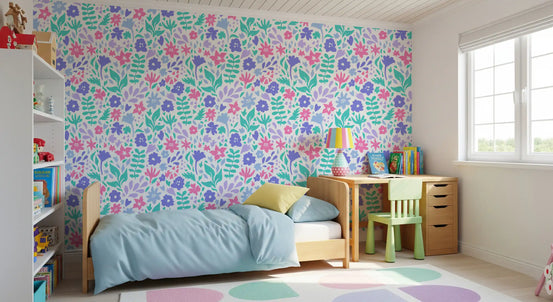 Abstract Painted Meadow Bloom Wallpaper⁠
