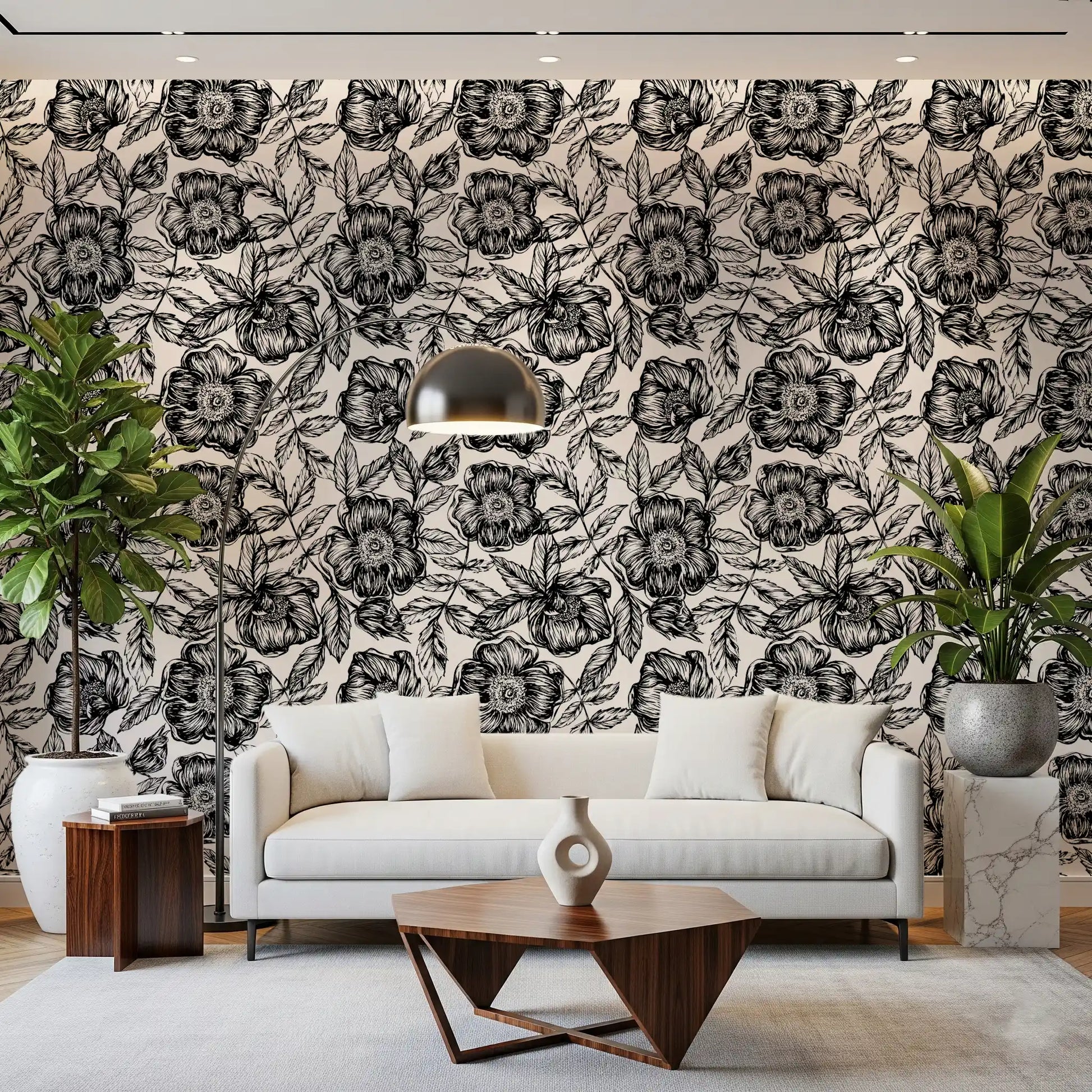 Ink Blossom Garden Wallpaper⁠