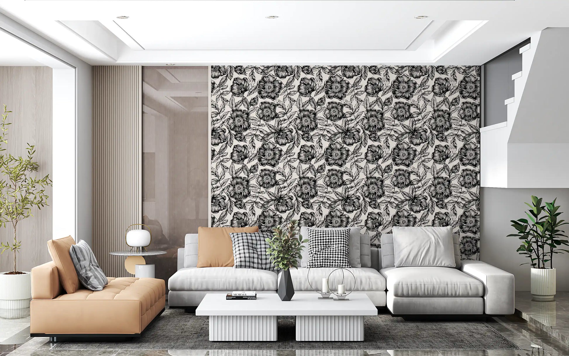 Ink Blossom Garden Wallpaper⁠
