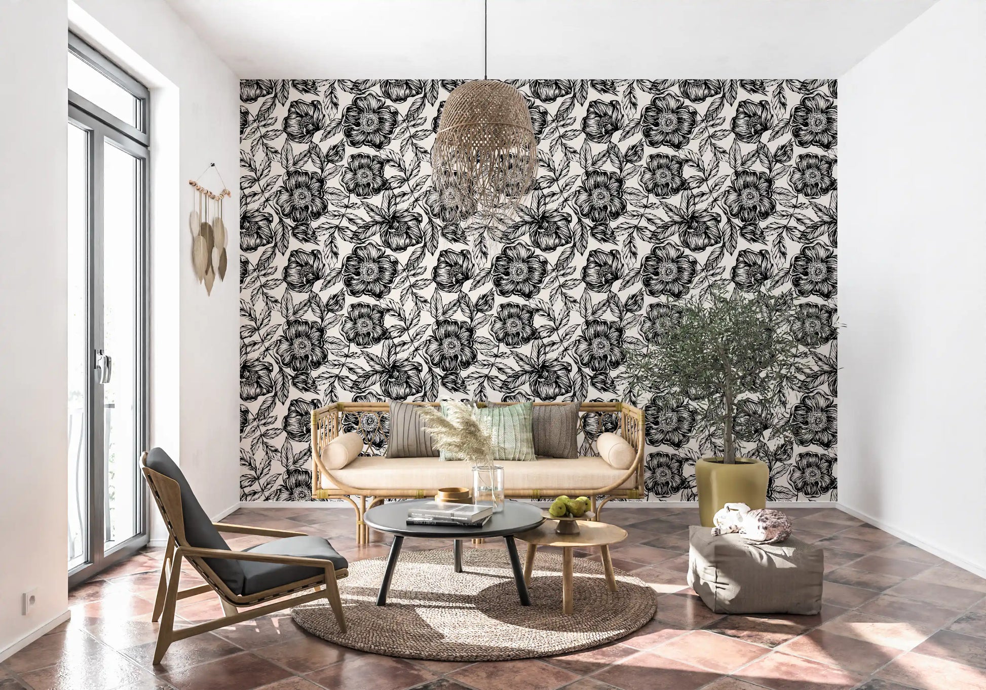 Ink Blossom Garden Wallpaper⁠