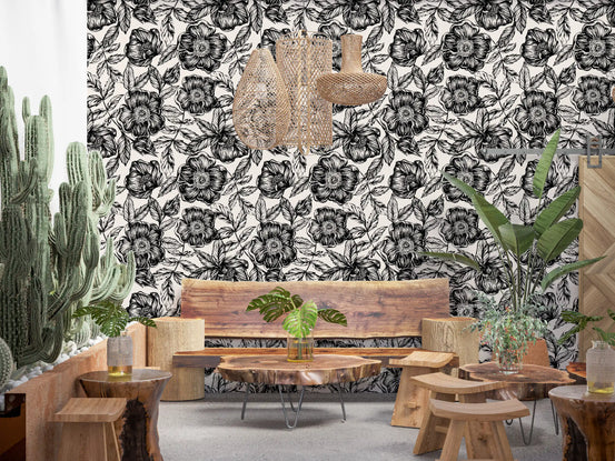 Ink Blossom Garden Wallpaper⁠