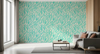 Minimalist Teal Botanical Waves Wallpaper⁠