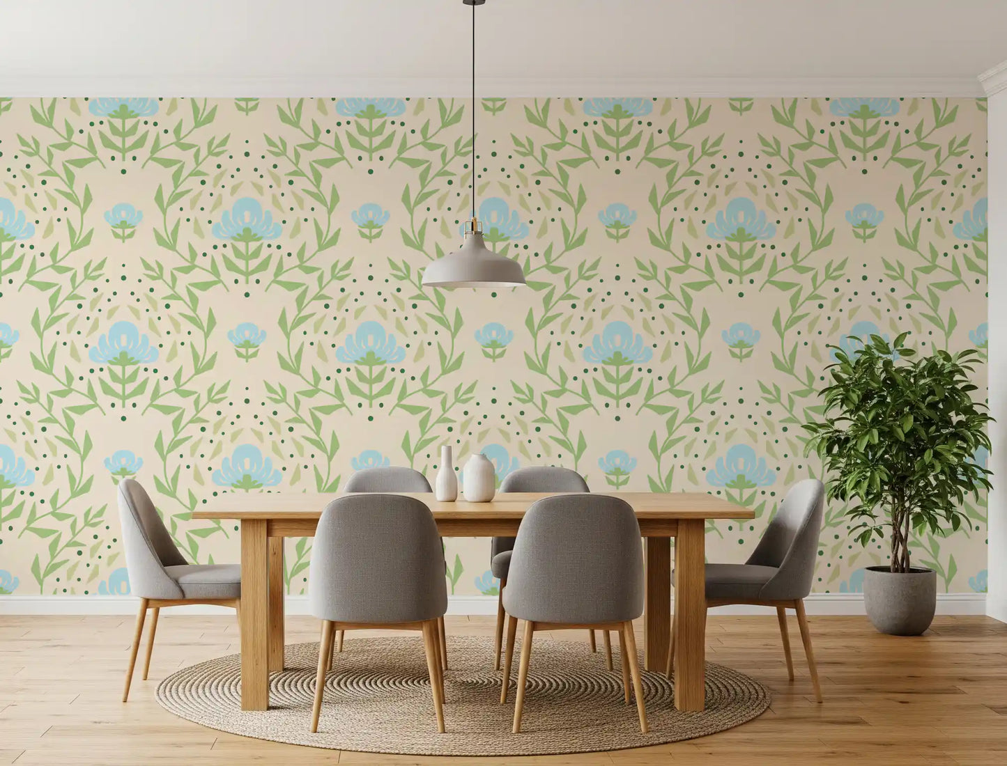 Nordic Bloom Botanical Print Wallpaper⁠