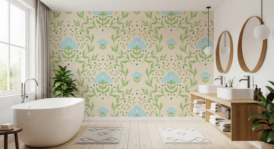 Nordic Bloom Botanical Print Wallpaper⁠