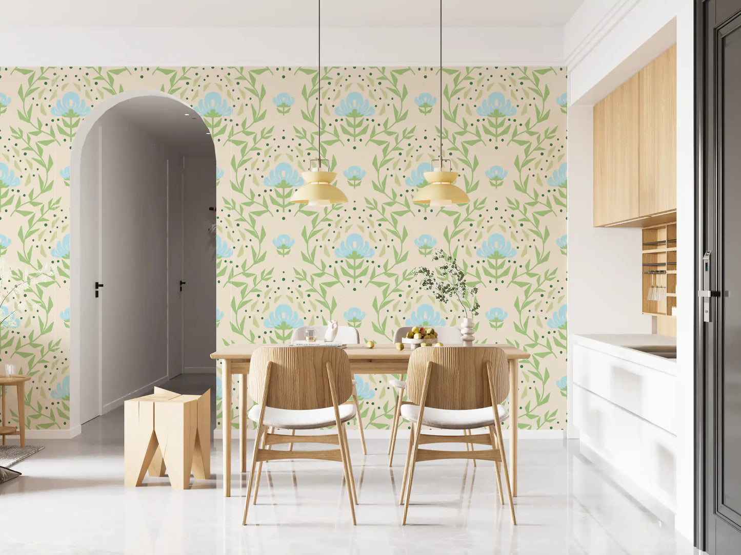 Nordic Bloom Botanical Print Wallpaper⁠