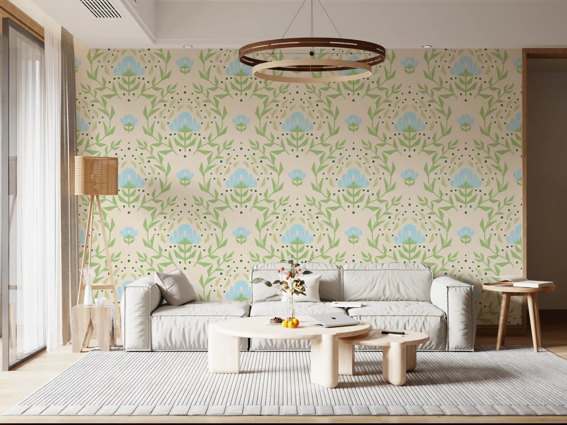Nordic Bloom Botanical Print Wallpaper⁠