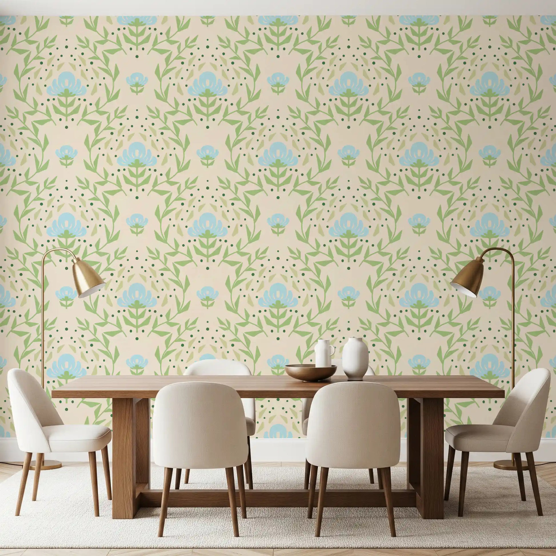Nordic Bloom Botanical Print Wallpaper⁠