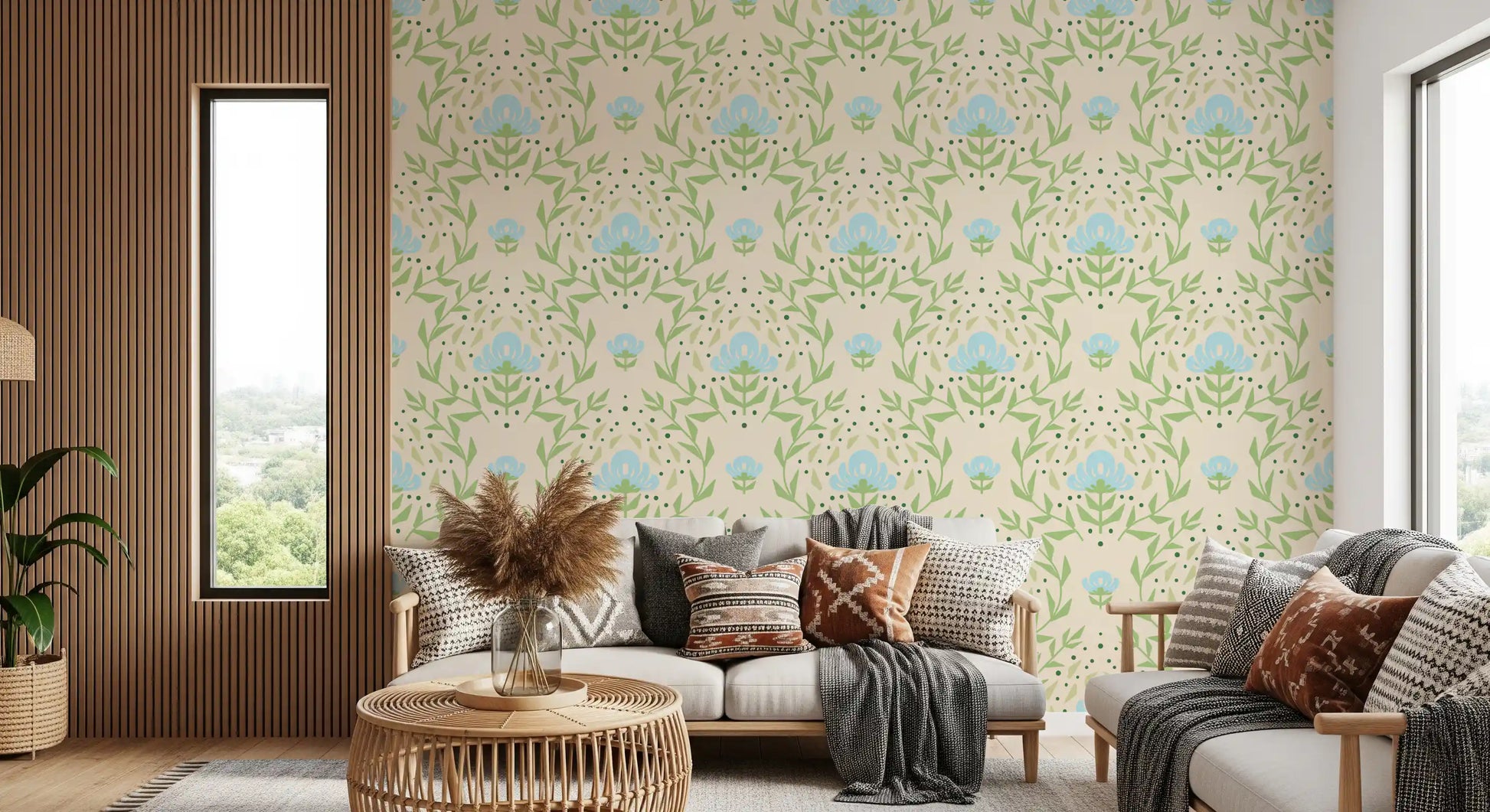 Nordic Bloom Botanical Print Wallpaper⁠