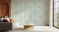 Sage Brushstroke Foliage Motif Wallpaper⁠