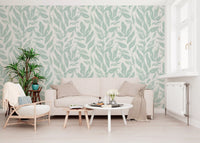Sage Brushstroke Foliage Motif Wallpaper⁠