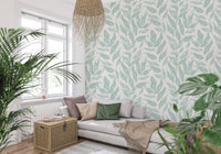 Sage Brushstroke Foliage Motif Wallpaper⁠