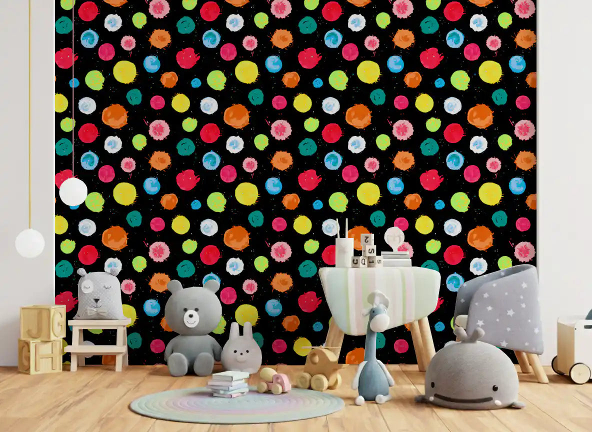 Expressive Multi-Colored Splatter Art Wallpaper⁠