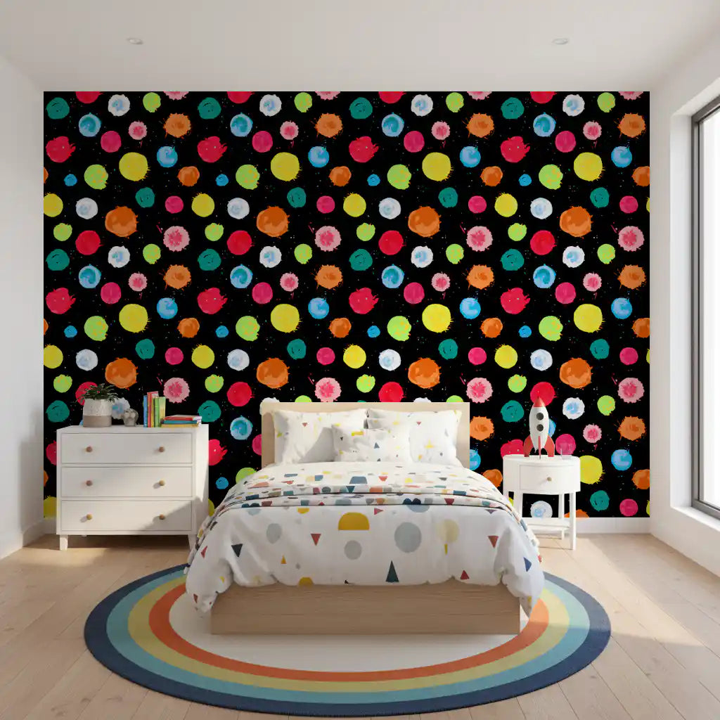 Expressive Multi-Colored Splatter Art Wallpaper⁠
