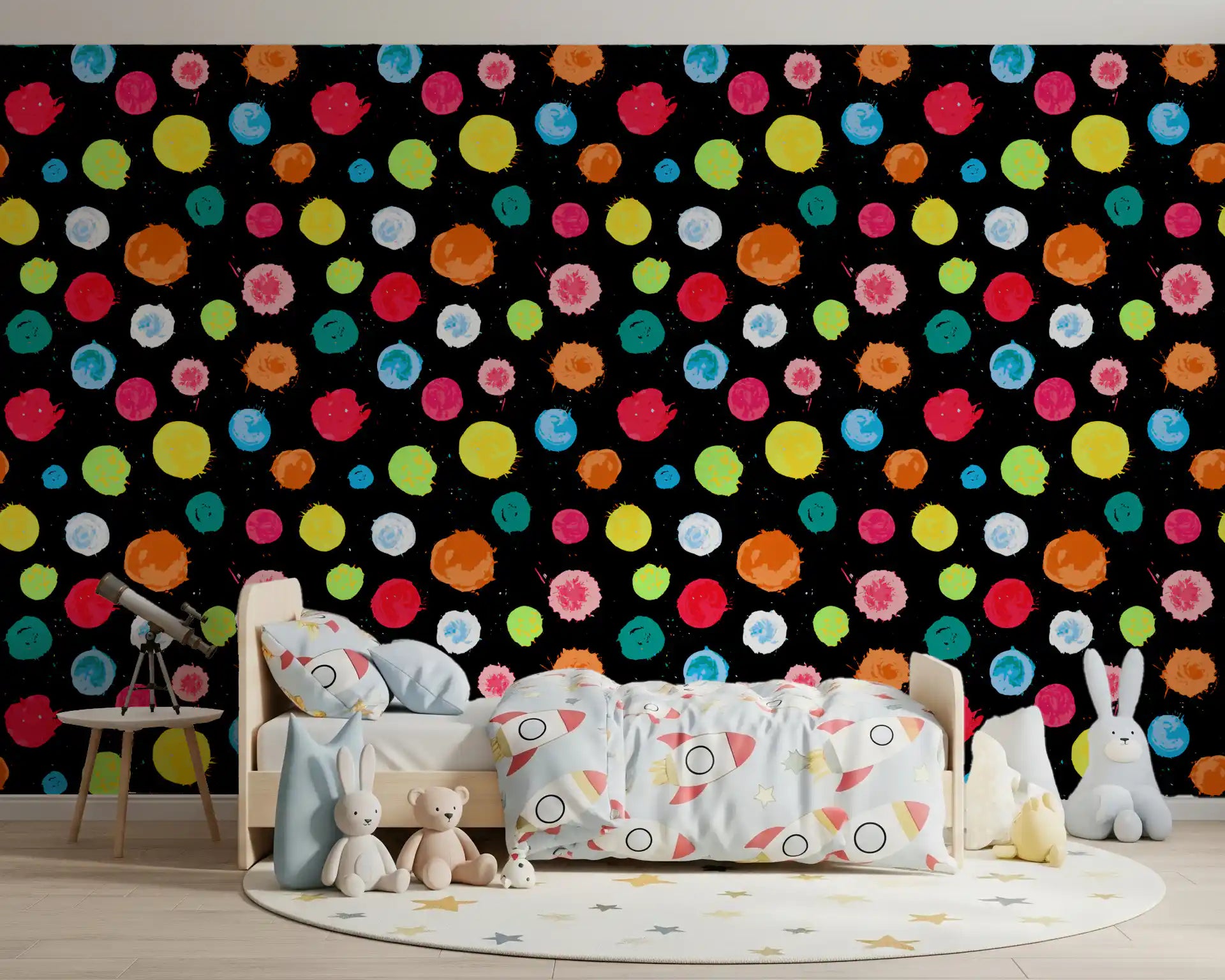 Expressive Multi-Colored Splatter Art Wallpaper⁠